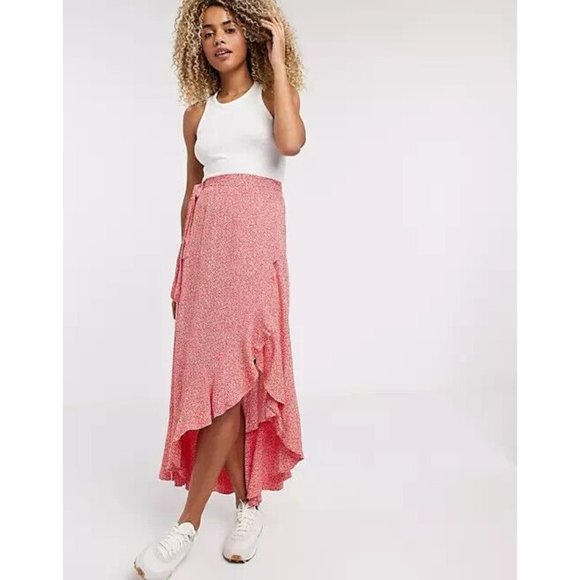 & Other Stories Dresses & Skirts - & Other Stories Eco Floral Print Ruffle Wrap Maxi Skirt in Red Size 2